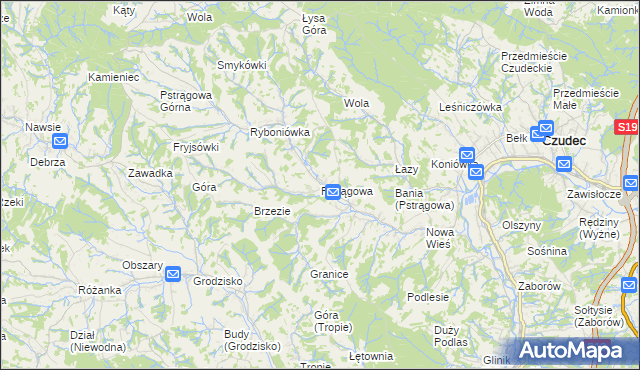 mapa Pstrągowa, Pstrągowa na mapie Targeo