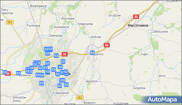 mapa Pszenno, Pszenno na mapie Targeo