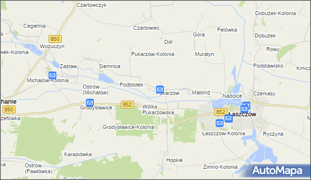 mapa Pukarzów gmina Łaszczów, Pukarzów gmina Łaszczów na mapie Targeo