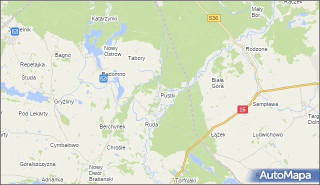 mapa Pustki gmina Nowe Miasto Lubawskie, Pustki gmina Nowe Miasto Lubawskie na mapie Targeo