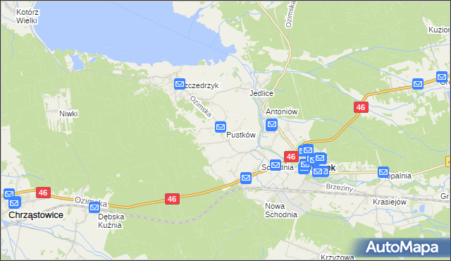 mapa Pustków gmina Ozimek, Pustków gmina Ozimek na mapie Targeo