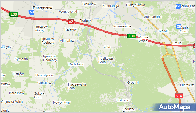 mapa Pustkowa Góra, Pustkowa Góra na mapie Targeo