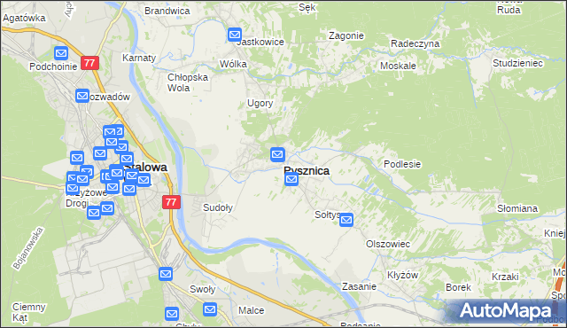 mapa Pysznica, Pysznica na mapie Targeo