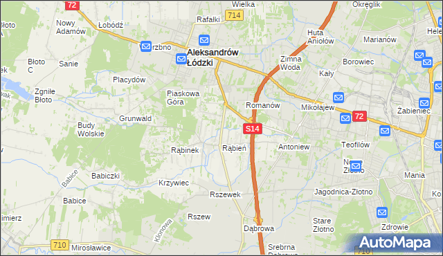 mapa Rąbień AB, Rąbień AB na mapie Targeo