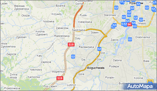 mapa Racławówka, Racławówka na mapie Targeo