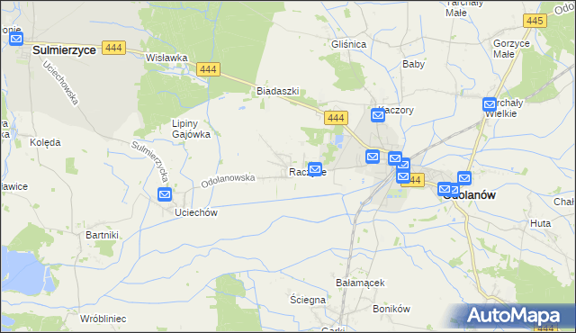 mapa Raczyce gmina Odolanów, Raczyce gmina Odolanów na mapie Targeo