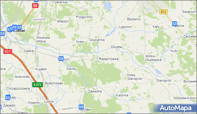 mapa Radachówka, Radachówka na mapie Targeo