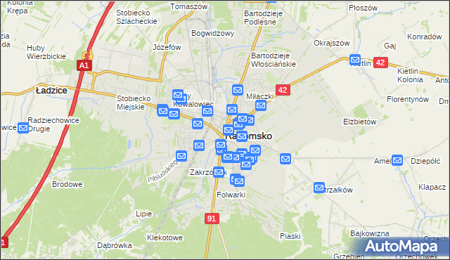 mapa Radomsko, Radomsko na mapie Targeo