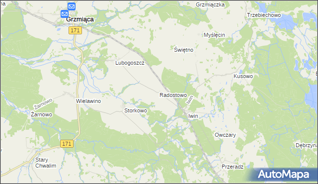 mapa Radostowo gmina Grzmiąca, Radostowo gmina Grzmiąca na mapie Targeo