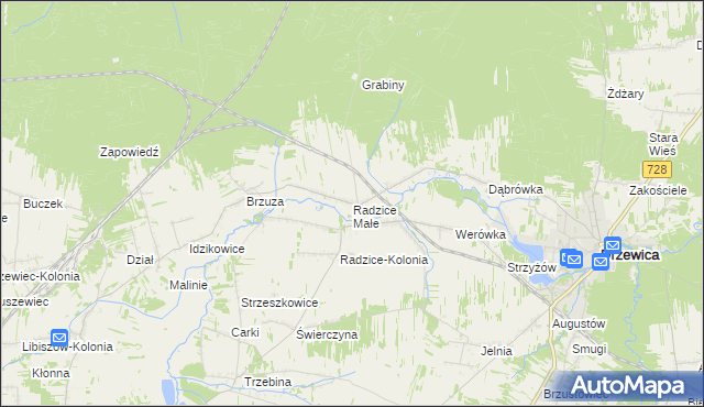 mapa Radzice Małe, Radzice Małe na mapie Targeo