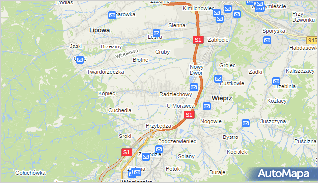 mapa Radziechowy, Radziechowy na mapie Targeo