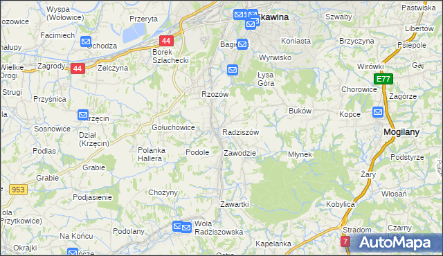 mapa Radziszów, Radziszów na mapie Targeo