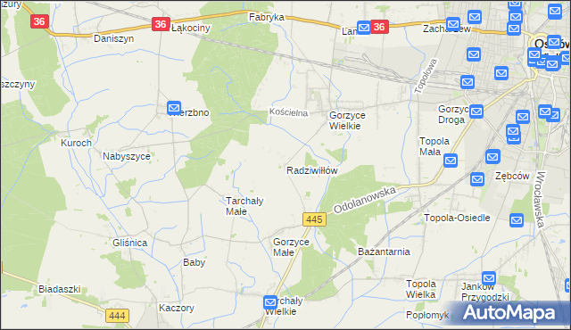 mapa Radziwiłłów gmina Ostrów Wielkopolski, Radziwiłłów gmina Ostrów Wielkopolski na mapie Targeo
