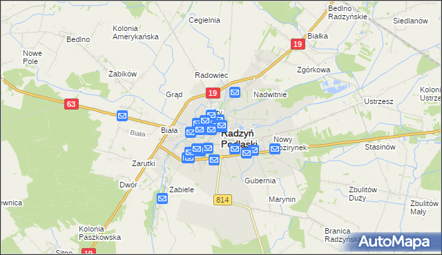 mapa Radzyń Podlaski, Radzyń Podlaski na mapie Targeo