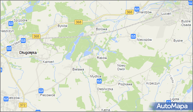 mapa Raków gmina Długołęka, Raków gmina Długołęka na mapie Targeo