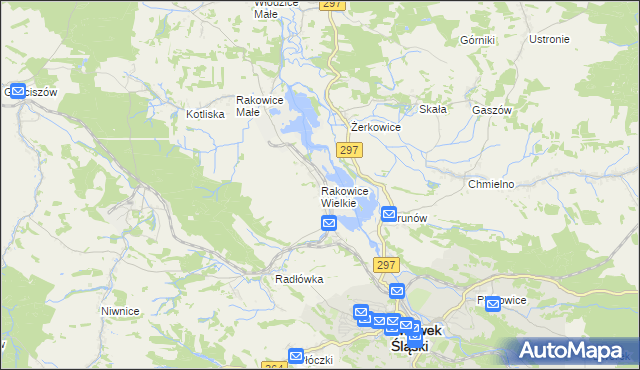 mapa Rakowice Wielkie, Rakowice Wielkie na mapie Targeo