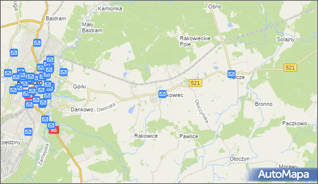 mapa Rakowiec gmina Kwidzyn, Rakowiec gmina Kwidzyn na mapie Targeo