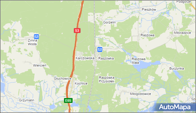 mapa Raszówka, Raszówka na mapie Targeo