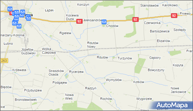 mapa Rdutów gmina Chodów, Rdutów gmina Chodów na mapie Targeo