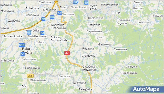 mapa Rdzawka, Rdzawka na mapie Targeo