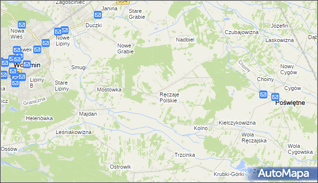 mapa Ręczaje Polskie, Ręczaje Polskie na mapie Targeo