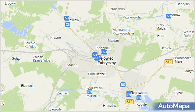 mapa Rejowiec Fabryczny, Rejowiec Fabryczny na mapie Targeo