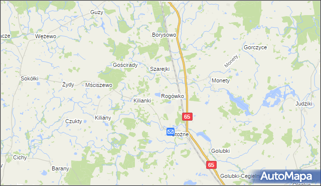mapa Rogówko gmina Kowale Oleckie, Rogówko gmina Kowale Oleckie na mapie Targeo