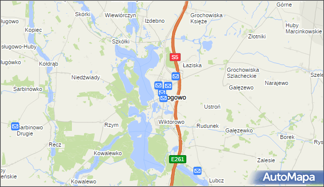 mapa Rogowo powiat żniński, Rogowo powiat żniński na mapie Targeo