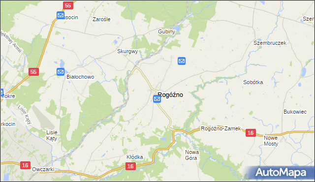 mapa Rogóźno powiat grudziądzki, Rogóźno powiat grudziądzki na mapie Targeo