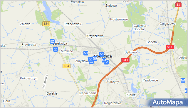 mapa Rokietnica powiat poznański, Rokietnica powiat poznański na mapie Targeo