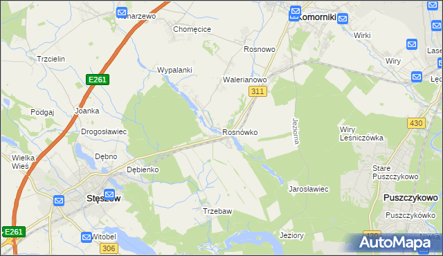 mapa Rosnówko gmina Komorniki, Rosnówko gmina Komorniki na mapie Targeo