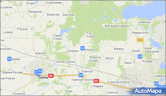 mapa Rosocha gmina Golina, Rosocha gmina Golina na mapie Targeo