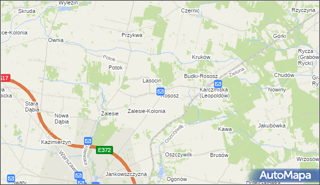 mapa Rososz gmina Ryki, Rososz gmina Ryki na mapie Targeo