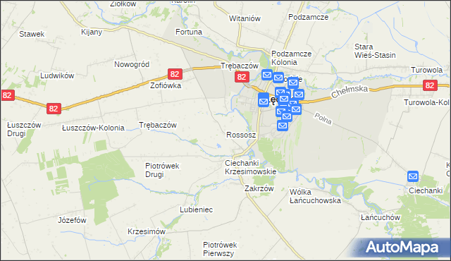 mapa Rossosz gmina Łęczna, Rossosz gmina Łęczna na mapie Targeo