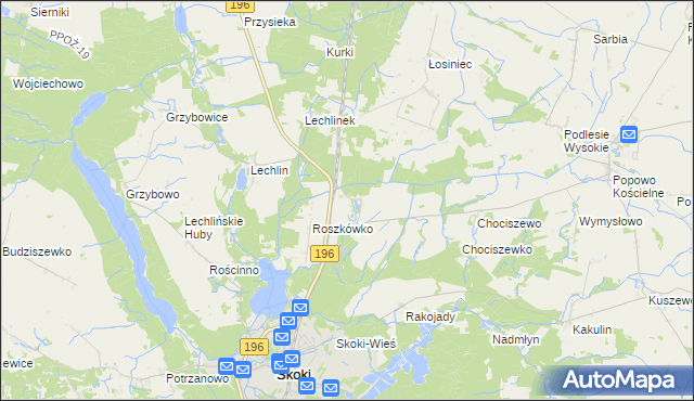mapa Roszkowo gmina Skoki, Roszkowo gmina Skoki na mapie Targeo