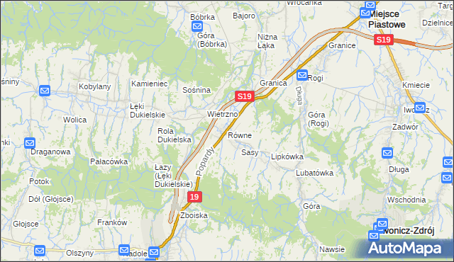 mapa Równe gmina Dukla, Równe gmina Dukla na mapie Targeo