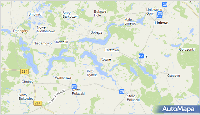 mapa Równe gmina Liniewo, Równe gmina Liniewo na mapie Targeo