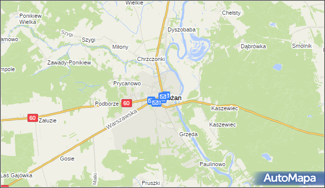 mapa Różan, Różan na mapie Targeo