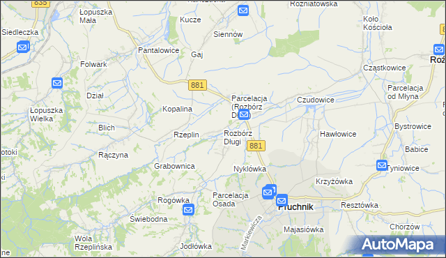 mapa Rozbórz Długi, Rozbórz Długi na mapie Targeo