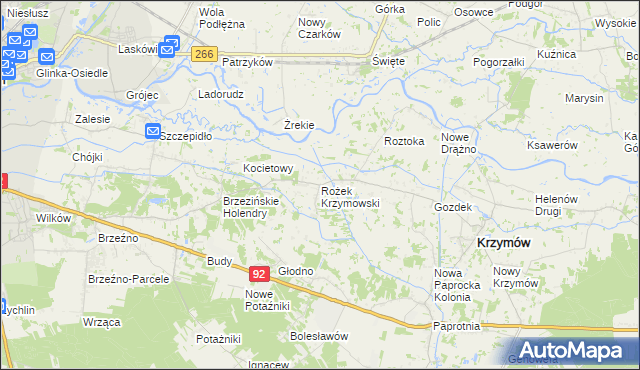 mapa Rożek Krzymowski, Rożek Krzymowski na mapie Targeo