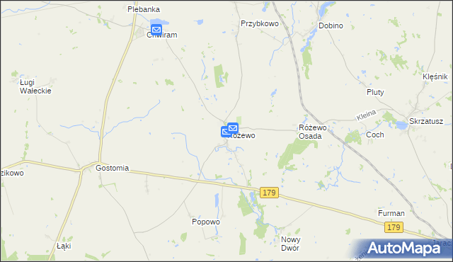 mapa Różewo gmina Wałcz, Różewo gmina Wałcz na mapie Targeo