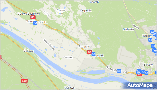 mapa Rozgarty gmina Zławieś Wielka, Rozgarty gmina Zławieś Wielka na mapie Targeo