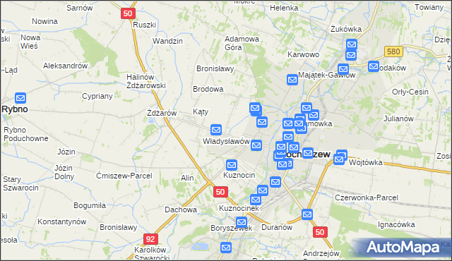 mapa Rozlazłów, Rozlazłów na mapie Targeo