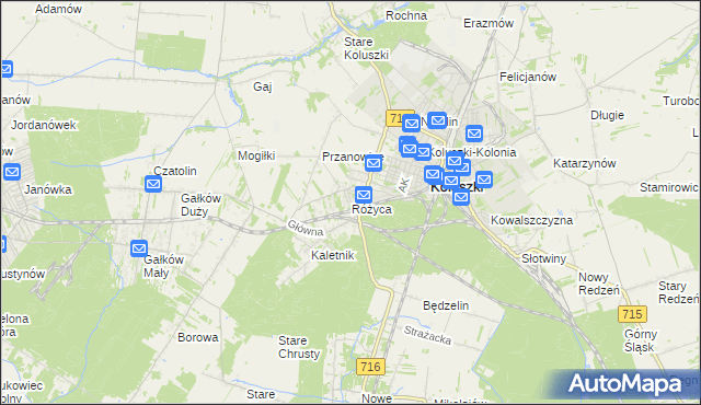 mapa Różyca, Różyca na mapie Targeo