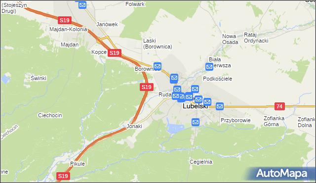 mapa Ruda gmina Janów Lubelski, Ruda gmina Janów Lubelski na mapie Targeo