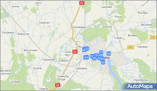 mapa Ruda gmina Rogoźno, Ruda gmina Rogoźno na mapie Targeo