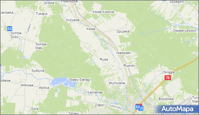 mapa Ruda gmina Rytwiany, Ruda gmina Rytwiany na mapie Targeo
