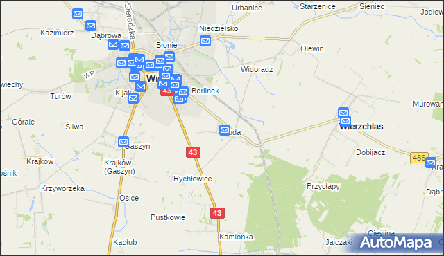 mapa Ruda gmina Wieluń, Ruda gmina Wieluń na mapie Targeo