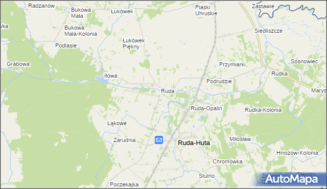 mapa Ruda-Kolonia gmina Ruda-Huta, Ruda-Kolonia gmina Ruda-Huta na mapie Targeo