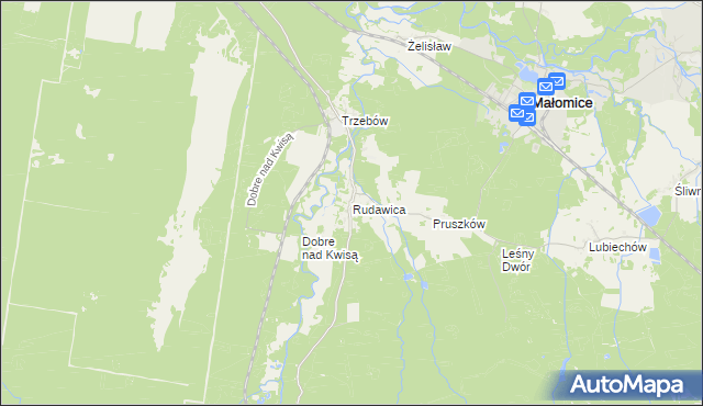 mapa Rudawica gmina Żagań, Rudawica gmina Żagań na mapie Targeo